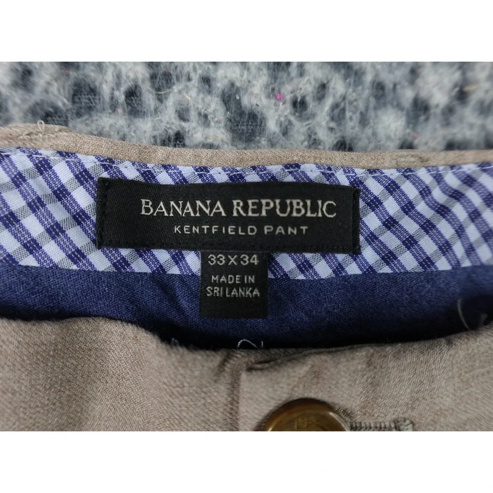Banana Republic Kentfield Pant Mens 33x34 Khaki Cotton Straight Chino